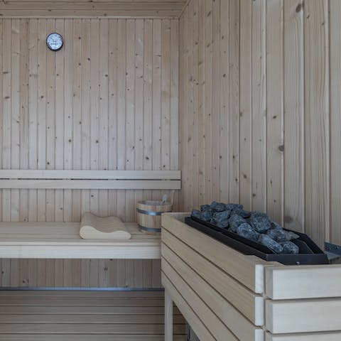 Work up a sweat in the sauna...