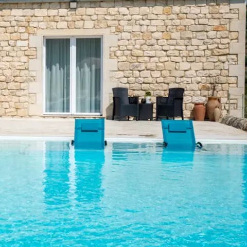 Cool off in the saltwater swimming pool