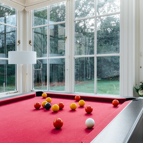 Challenge all comers to a game or two of pool
