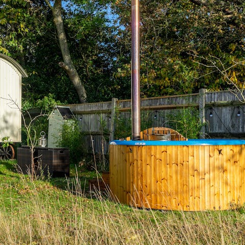 Sit back and relax in wood-fired Scandinavian hot tub