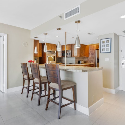 Sip your morning coffee at the breakfast bar