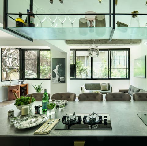 Rustle up brunch and mimosas in the designer kitchen