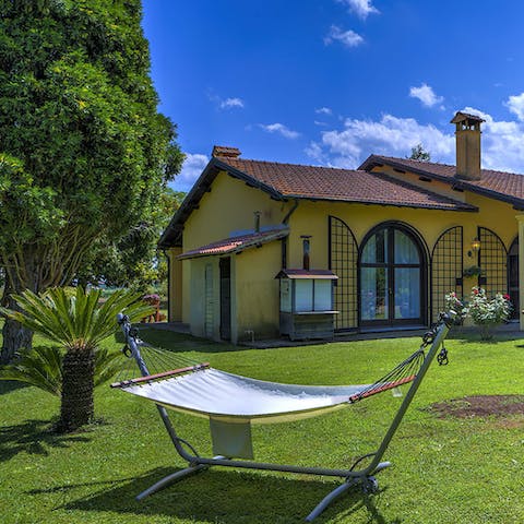 Catch some rays while lounging in the hammock