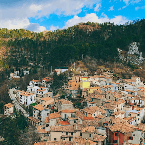 Drive through Lazio's countryside to Civita Castellana, ten minutes away