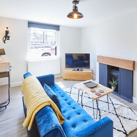 Stretch out on the comfortable sofa with a good book