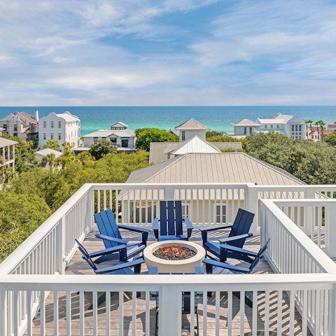 Relax by the firepit while savouring them sea views