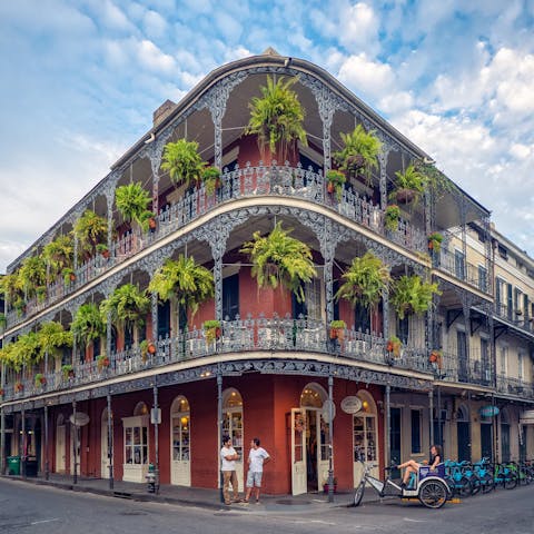 Explore the charming streets of New Orleans' French Quarter, right on your doorstep