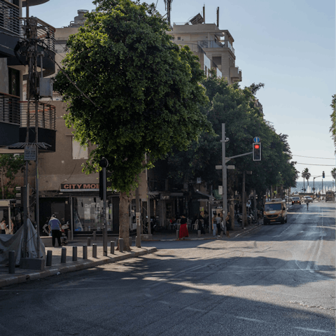 Stroll along Allenby Street to the beach, just a six minute walk from your apartment