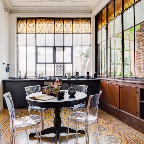 Enjoy some maritozzi with a coffee in the light-filled dining area