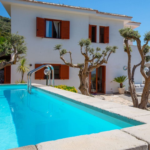 Enjoy peace and privacy while swimming in the pool