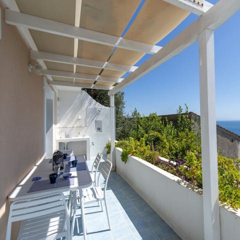 Dine in the sun on the private terrace