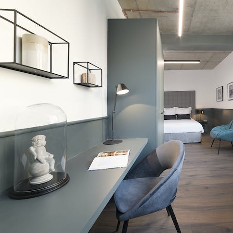 Catch up on work or start writing your novel at the chic desk space