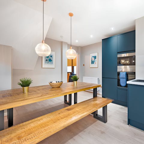 Come home to cosy meals in the large kitchen
