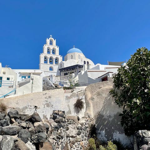 Pay a visit to Pyrgos Castle, which sits just above the home