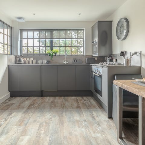 Prepare hearty meals in the light-filled kitchen