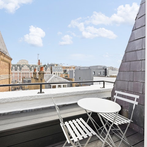 Sip your morning coffee against the city skyline