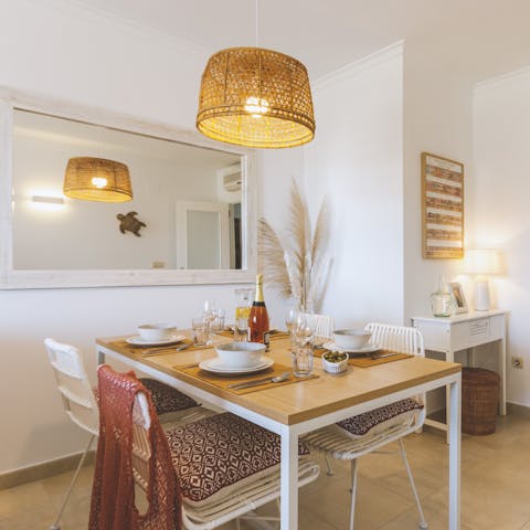 Cook up an authentic Spanish paella and dine all together around your stylish dining set