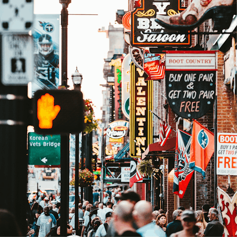 Take a five-minute walk to Broadway and soak up the iconic atmosphere
