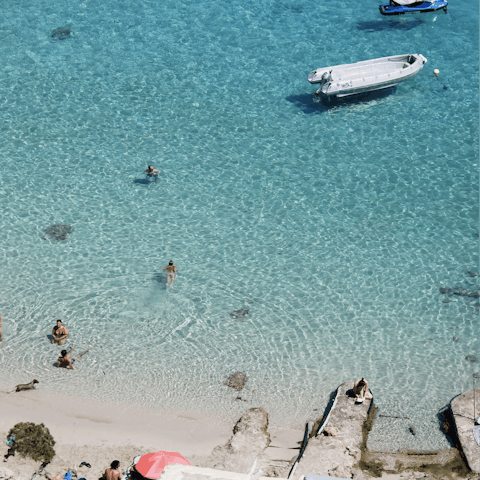 Swap pool water for sea water at Talamanca beach, 9 kilometres away