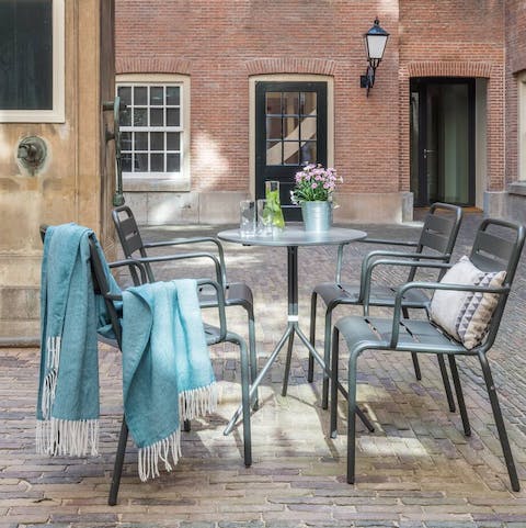 Relax in the pretty shared courtyard