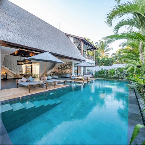 Dive into the private pool then dry off in the sun
