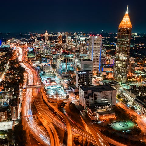 Take a short drive to the buzz of downtown Atlanta