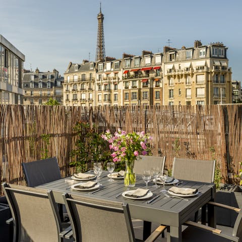 Glimpse the Iron Lady on the rooftop terrace