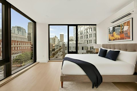 Wake to views across the Downtown Brooklyn skyline