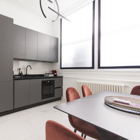 Whip up Italian classics in the sociable kitchen-dining space