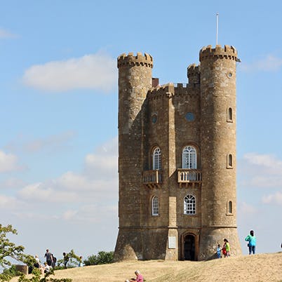 Visit Broadway Tower, six miles away and a must-see in the area