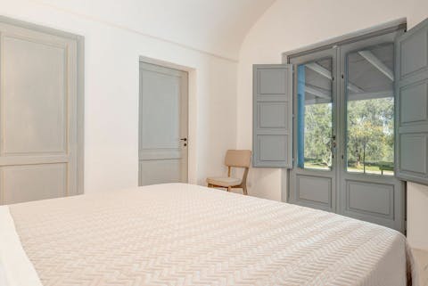 Hop out of bed and onto the patio right outside your door to breathe in the fresh morning air