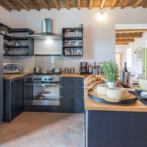 Assemble some antipasti in the kitchen to enjoy with some wine