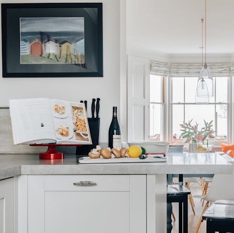 Practise your culinary skills in the sleek kitchen