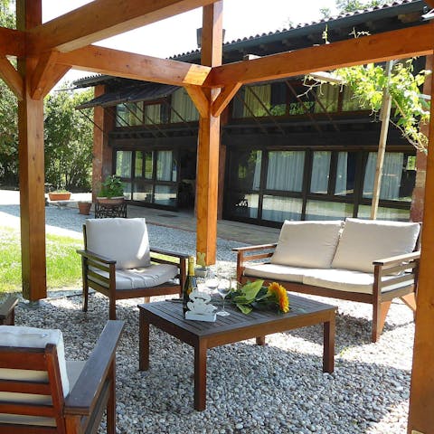 Relax outside in the private garden