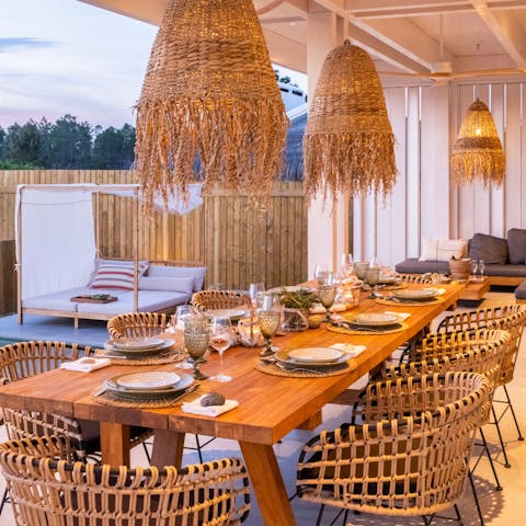 Enjoy local seafood at the outdoor dining table