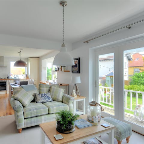 Come home to a comfortable living area after exploring Dorset