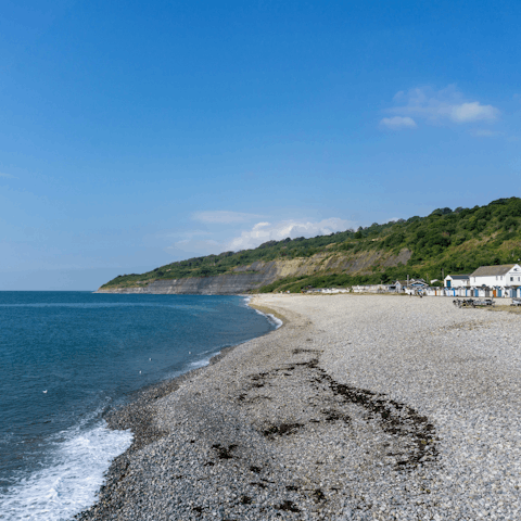 Head to Lyme Regis beach, a twenty-minute walk away