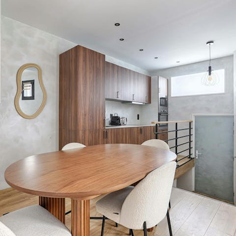 Eat together at the stylish dining table