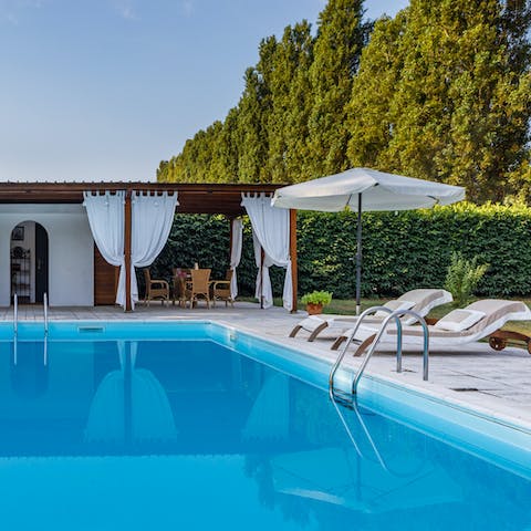 Listen to the sounds of birdsong as you float and relax in the outdoor private pool