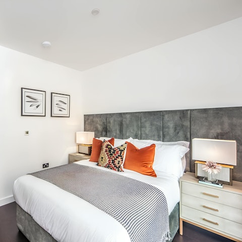 Sink into the luxurious bed after a day of London sightseeing