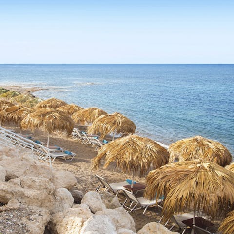 Take the complimentary transfer to the nearby beach club