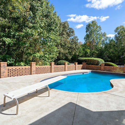 Dive into the private pool or lounge on the sunbeds