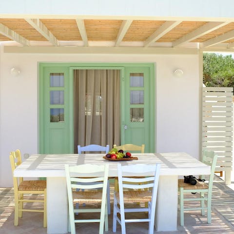 Look forward to tucking into breakfast on the shaded patio
