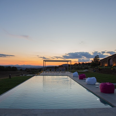 Enjoy a sunset swim in the private infinity pool