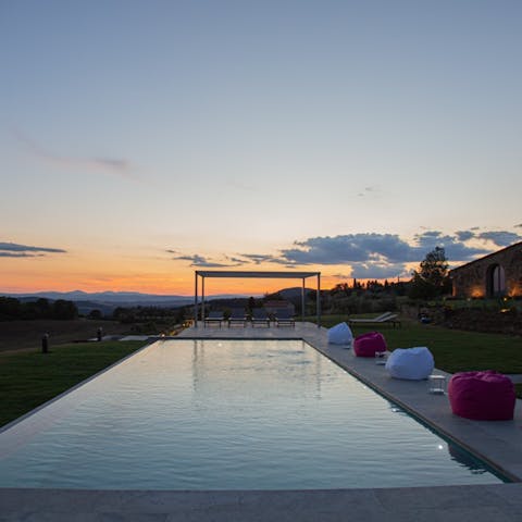 Enjoy a sunset swim in the private infinity pool