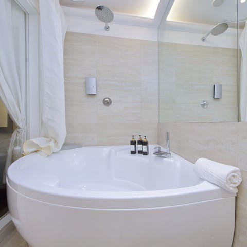 Take a break from exploring by running a luxurious bath