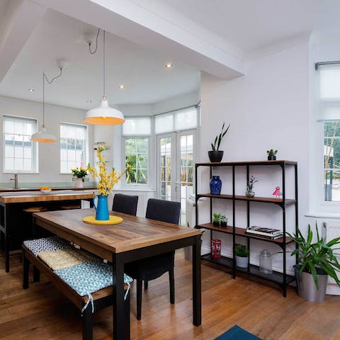 Enjoy group meals in the bright and airy dining area