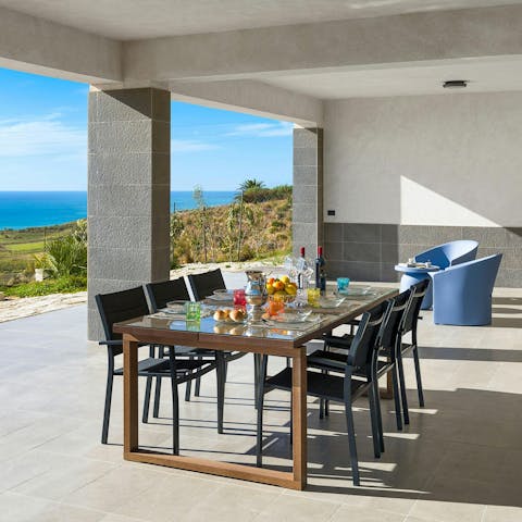 Host group meals outside on the terrace