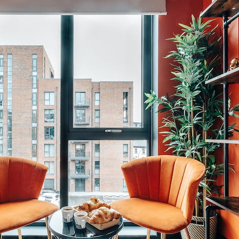 Find a cosy and colourful spot for your morning java