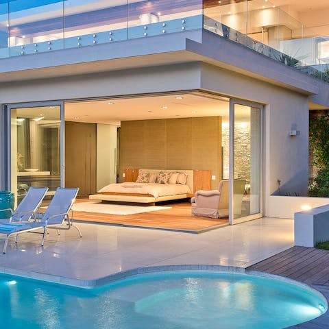 Take a late-night swim under the stars before falling into restful slumbers